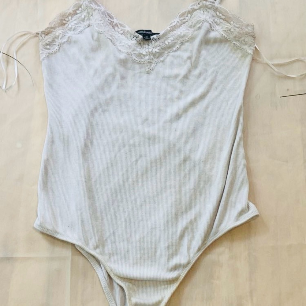 Ambiance White Asymmetrical Embellished Bodysuit